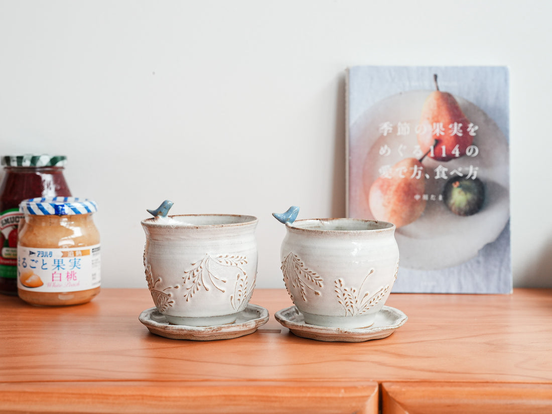 Satomi Motohashi 本橋里美 Bird Mug and Saucer - White SM16