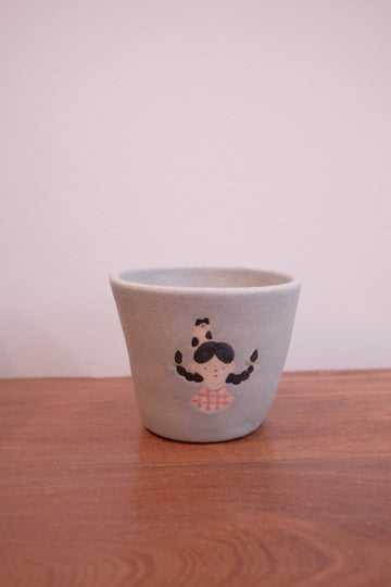 Aya Watanuki 綿貫彩 Tea Cup - Blue Girl with Braids