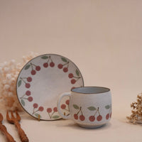 Kei Mitsumochi ミツ持啓 Cherry Mug with Saucer - Red  KM13