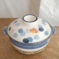 Donabe Banko Ware No.8 Blue Dot Clay Pot