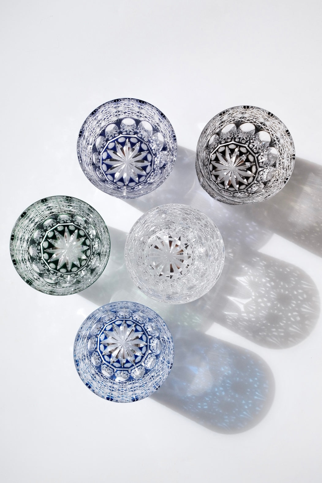 Edo Kiriko Whisky Glass Rock Glass "Large Chrysanthemum" Blue by Junichi Nabetani, Master of traditional crafts