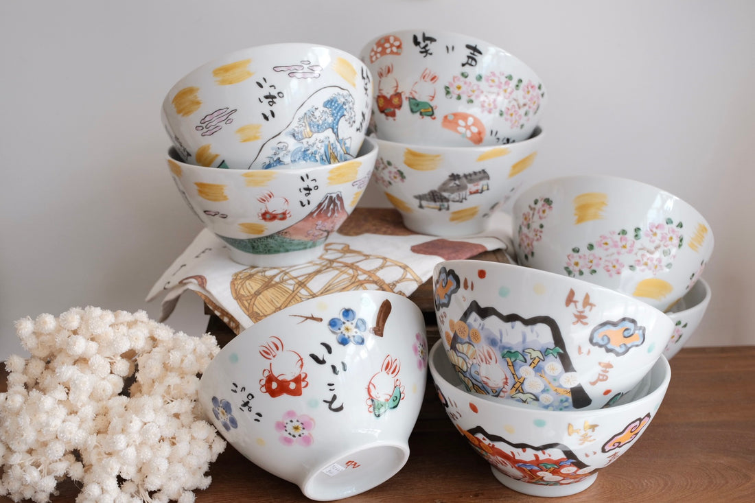 夕立窯 Fully Handmade Ramen Bowl - Mt. Fuji & Great Wave off Kanagawa