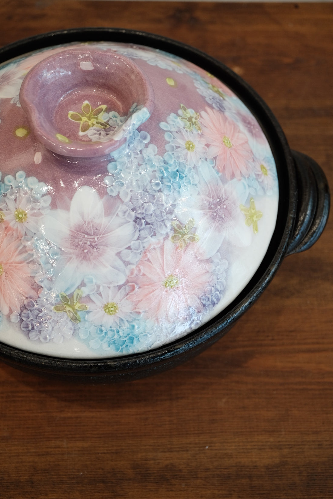 Setoware Flower Donabe Claypot - Purple