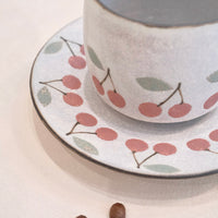 Kei Mitsumochi ミツ持啓 Cherry Mug with Saucer - Red  KM13