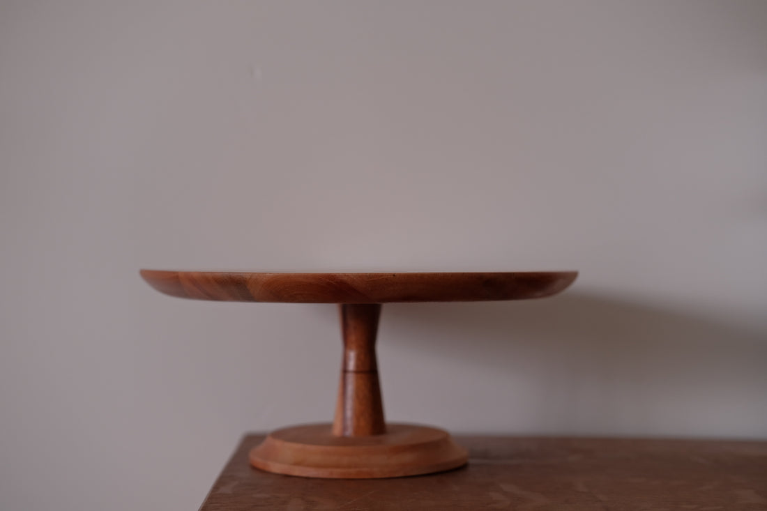 Natural Wood Pedestal Plate Cake Stand