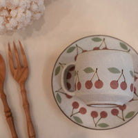 Kei Mitsumochi ミツ持啓 Cherry Mug with Saucer - Red  KM13
