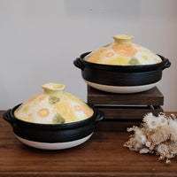 Setoware Flower Donabe Claypot - Yellow