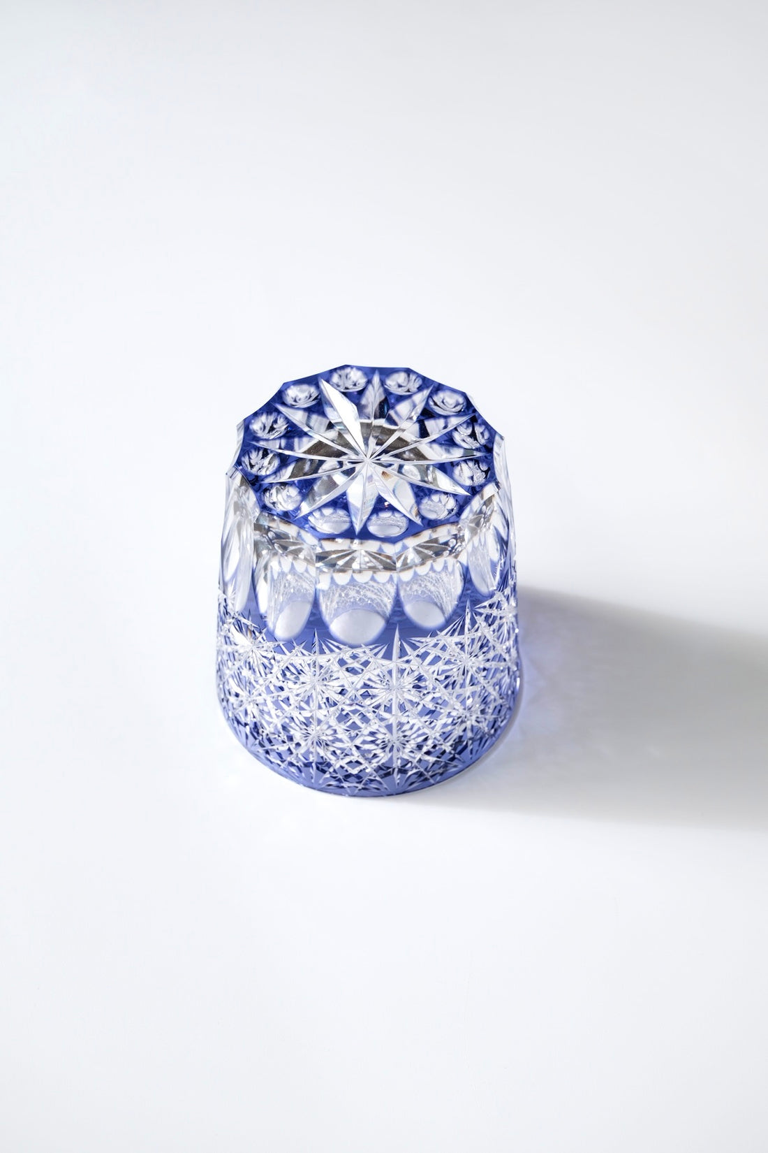 Edo Kiriko Whisky Glass Rock Glass "Large Chrysanthemum" Purple by Junichi Nabetani, Master of traditional crafts