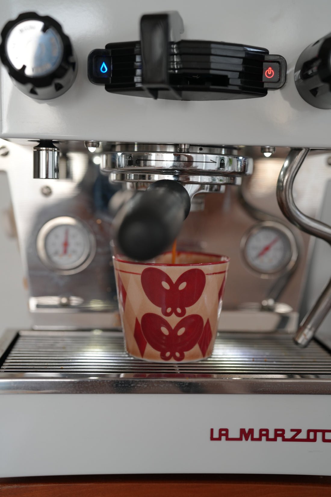 SiShuang Red Checked  with Butterfly Coffee Cup