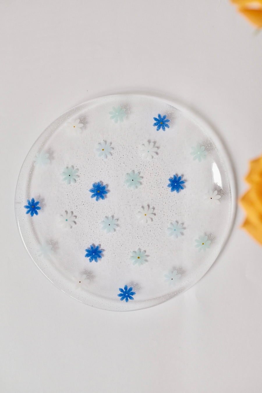 Fuji Glass Studio Flower Plate Blue 18cm