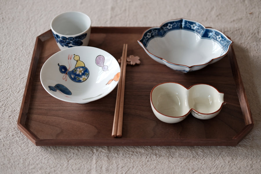 Wooden Octagonal Dinner Tray