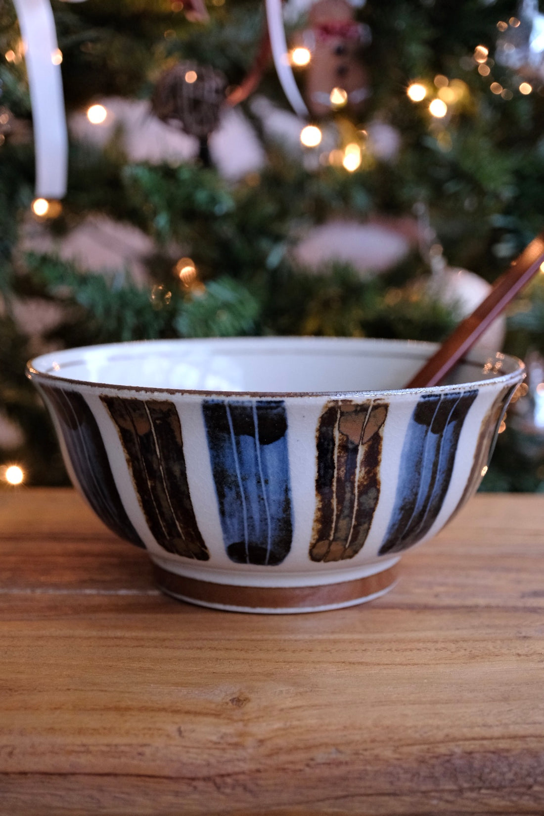 Minoware Ramen Bowl Blue & Brown