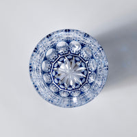 Edo Kiriko Whisky Glass Rock Glass "Large Chrysanthemum" Blue by Junichi Nabetani, Master of traditional crafts