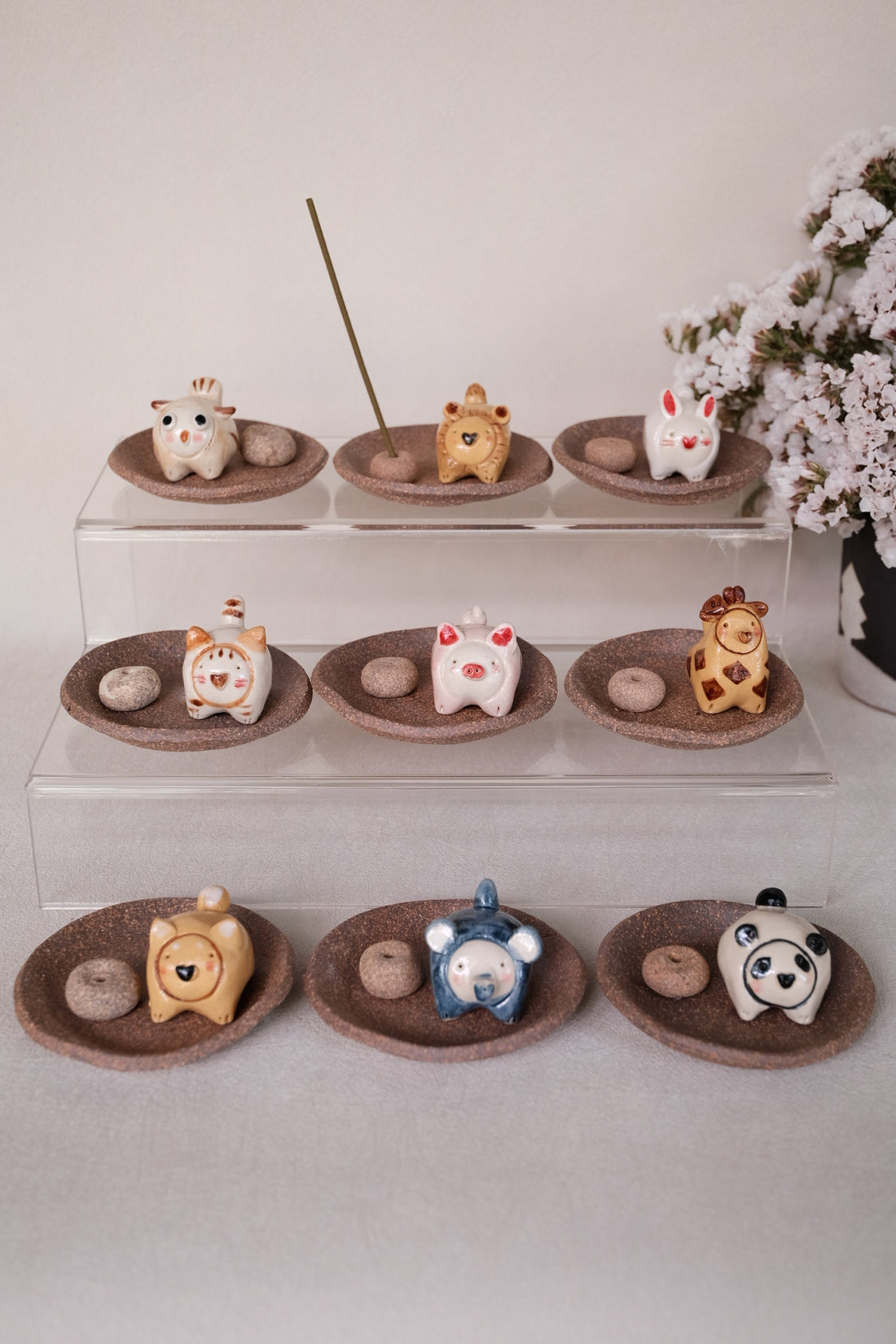 Japanese Clay Animals Incense Holder - Animal Collection