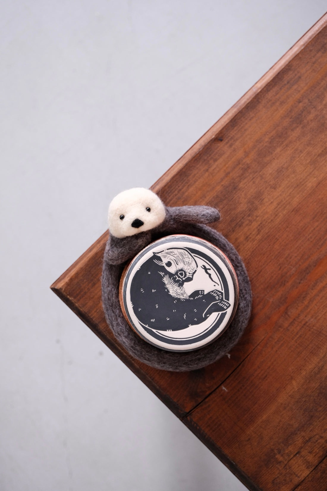 Aya and Yoshiko Wool Felt Animal Coaster - Otter YS08