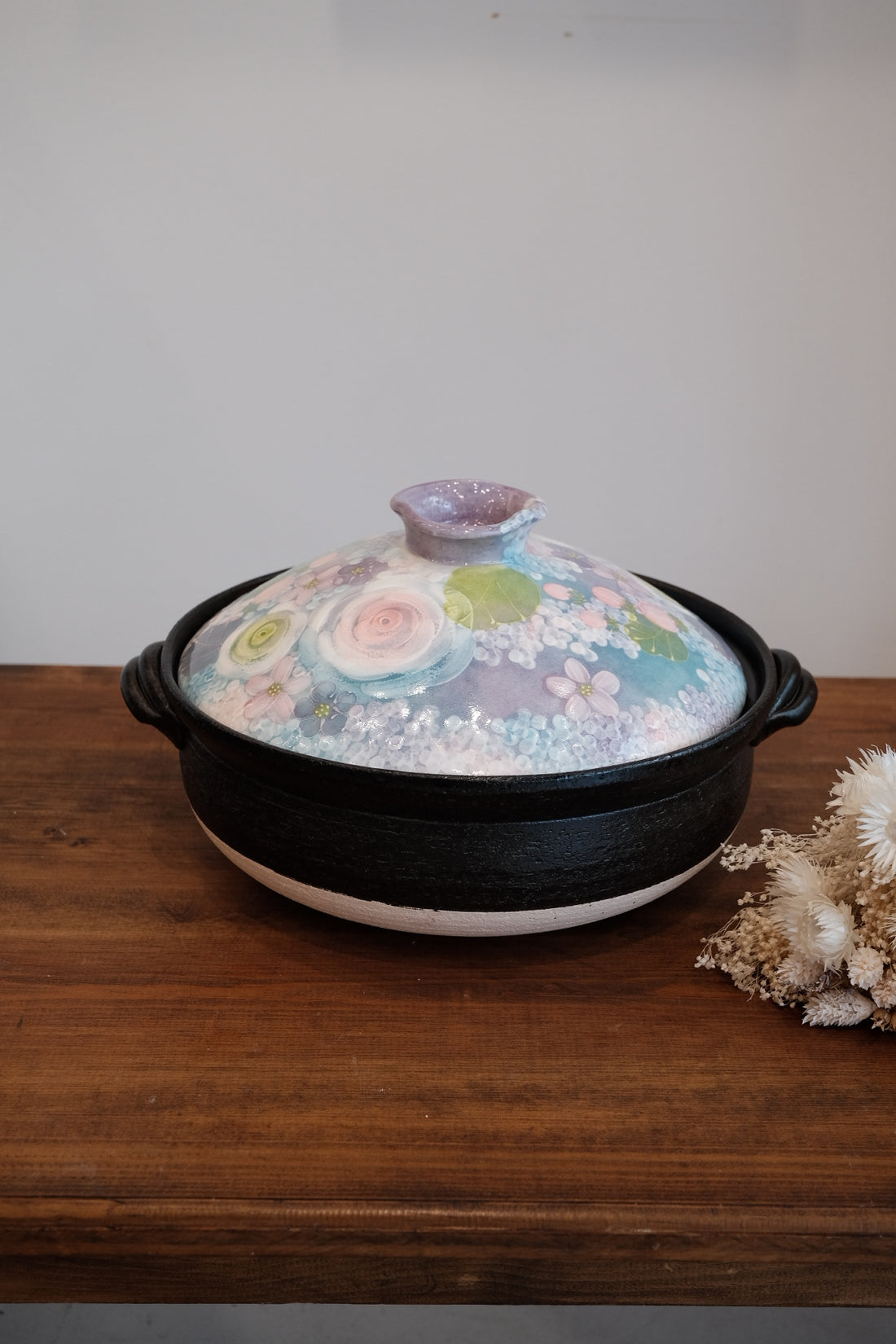 Setoware Flower Donabe Claypot - Rose Garden