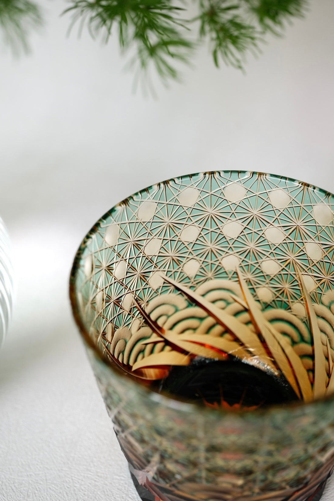 Harisho Yamada Glass - 漣-sazanami Whiskey Crystal Glass - Green
