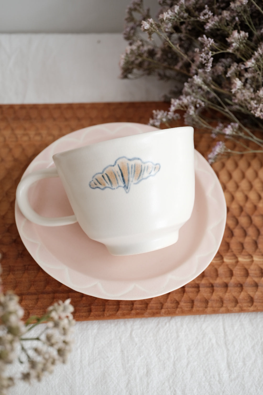 Katsura Saeka Coffee Mug and Saucer - Croissant KA31