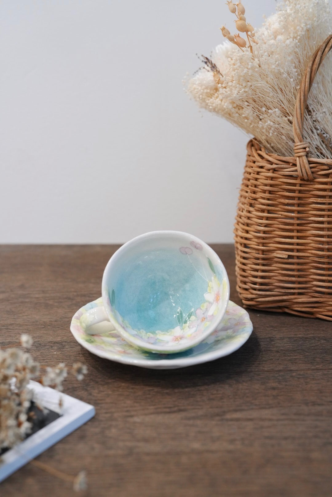 Seto Ware Flower Coffee Cup With Saucer