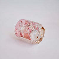 Edo Kiriko Whisky Glass Rock Glass "Flower" Yellow/Red by Junichi Nabetani, Master of traditional crafts