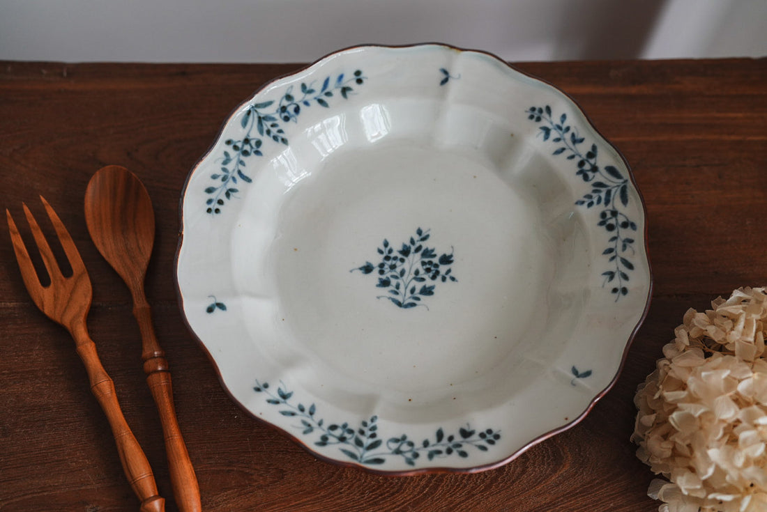 Kazuaki Shimura 志村和晃- Sometsuke Floral Rim 7.5" Plate KAS01