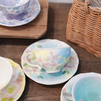 Seto Ware Flower Coffee Cup With Saucer