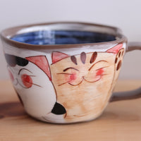 Hasami Arita ware Friendly Cat Large Mug Soup Mug