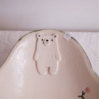 Tsubouchi Mayumi 坪内真弓 Oval Plate MT07 - White Bear