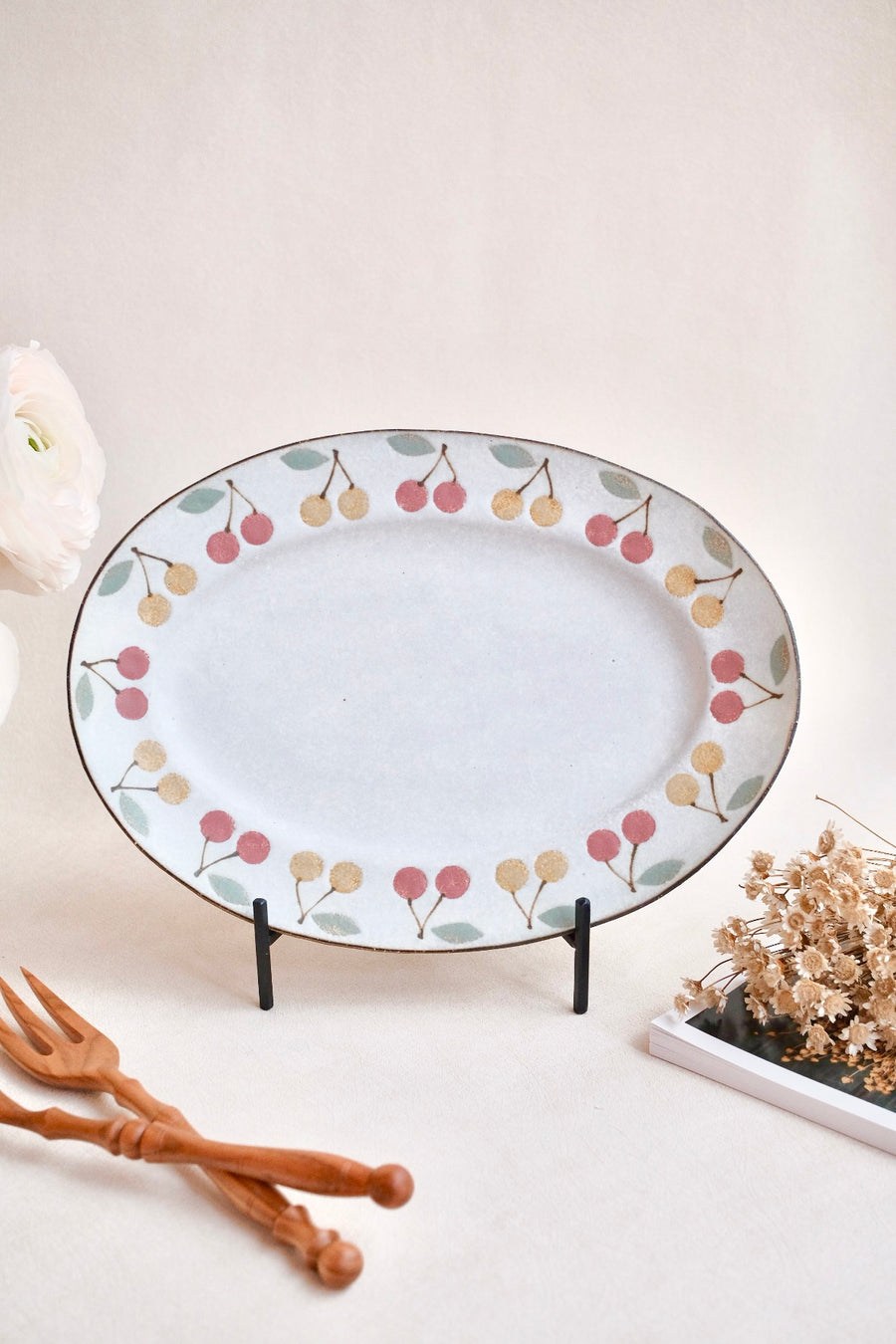 Kei Mitsumochi ミツ持啓 Oval Plate - Mix Cherry KM02