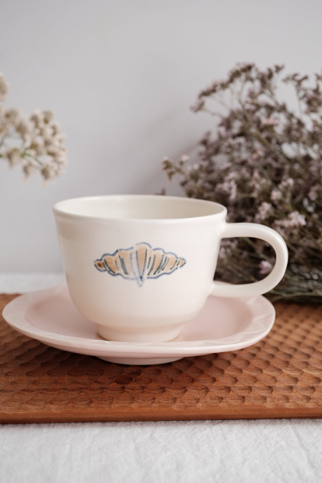 Katsura Saeka Coffee Mug and Saucer - Croissant KA31