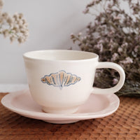 Katsura Saeka Coffee Mug and Saucer - Croissant KA31