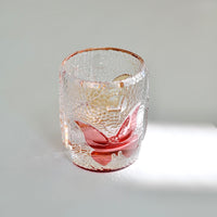 Edo Kiriko Whisky Glass Rock Glass "Butterfly" Yellow/Red by Junichi Nabetani, Master of traditional crafts