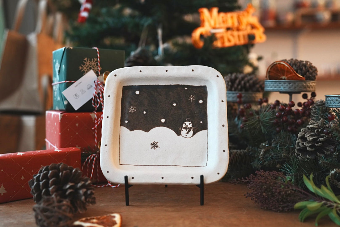 Marubankojo 丸伴工場 - Snowman Square Plate MR07