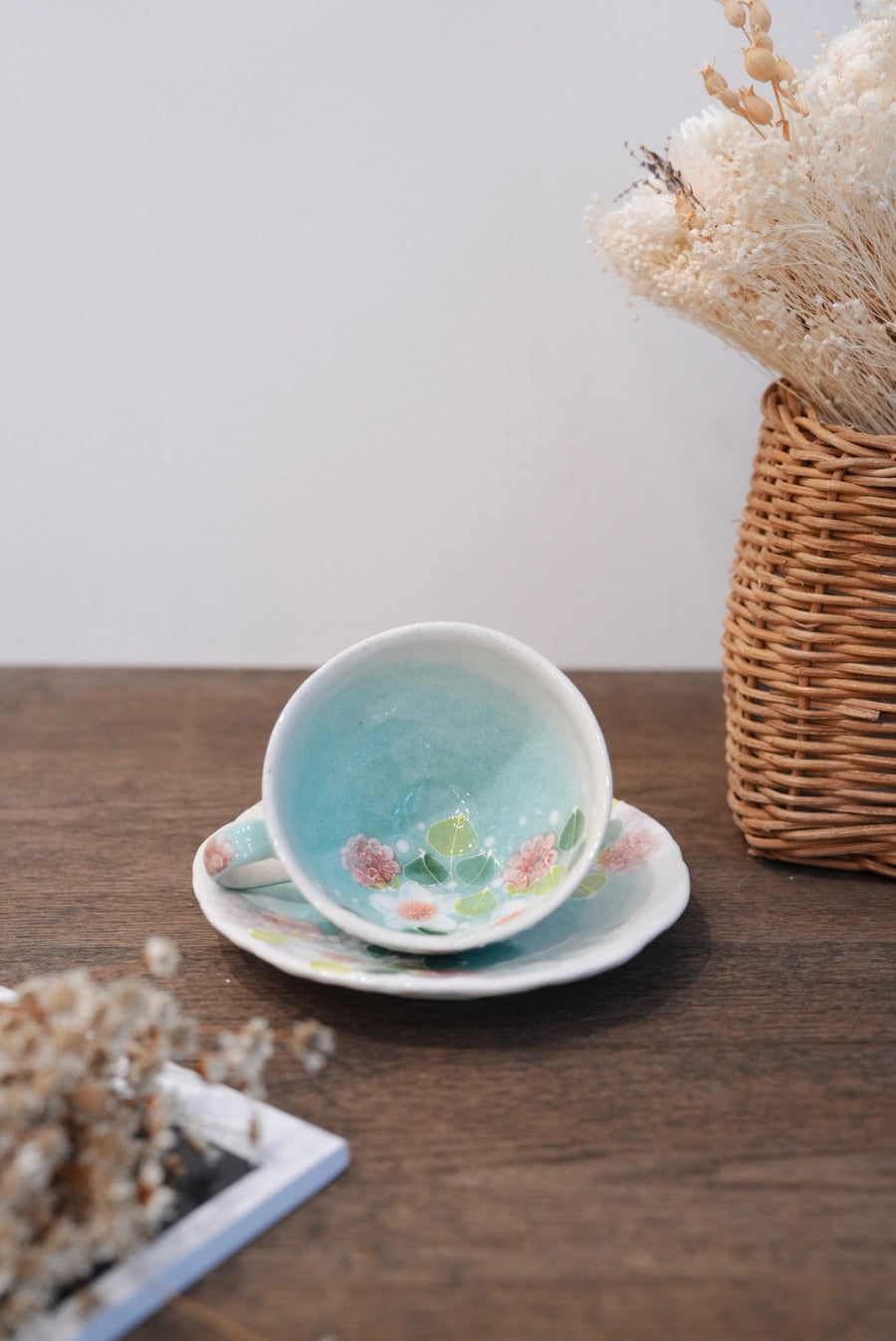 Seto Ware Flower Coffee Cup With Saucer