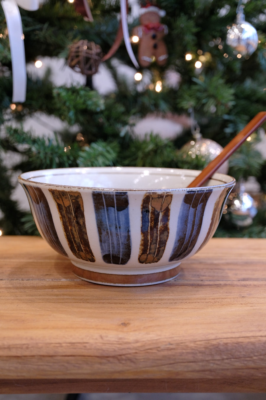 Minoware Ramen Bowl Blue & Brown