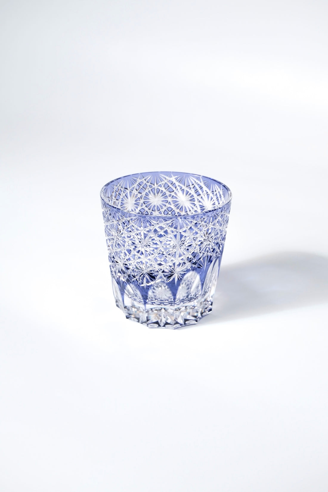Edo Kiriko Whisky Glass Rock Glass "Large Chrysanthemum" Purple by Junichi Nabetani, Master of traditional crafts