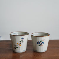 Kazuaki Shimura 志村和晃- Hand-Painted Floral Faceted Cup KAS06