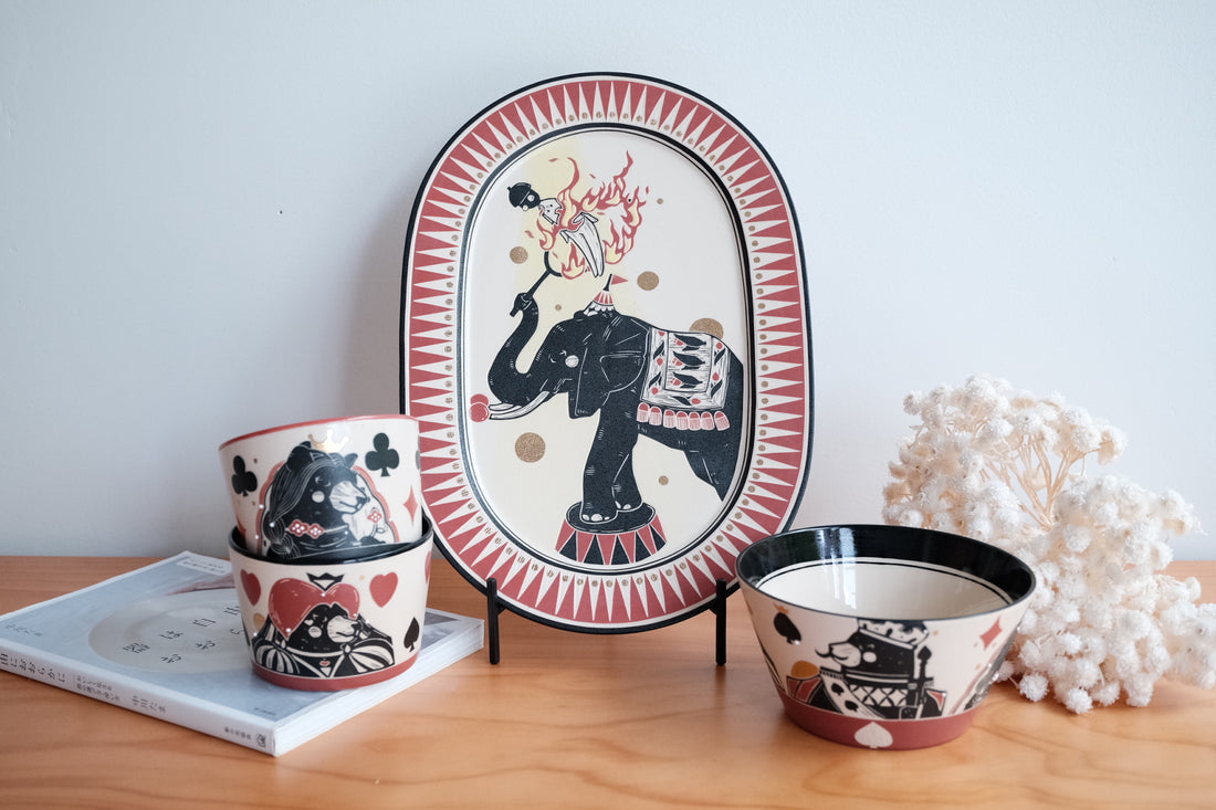 Shirogarasu Studio Circus Oval Plate BY33
