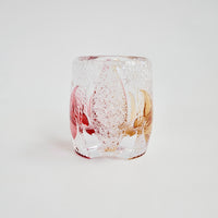 Edo Kiriko Whisky Glass Rock Glass "Butterfly" Yellow/Red by Junichi Nabetani, Master of traditional crafts