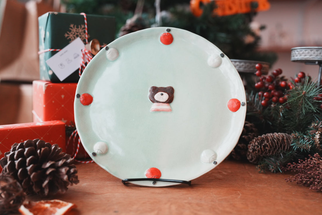 Fumiko Kondo 近藤布美子 - Green Bear Plate FK06