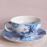 Seto Ware Flower Coffee Cup With Saucer