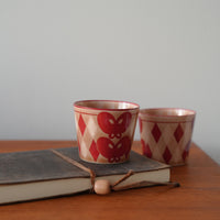 SiShuang Red Checked  with Butterfly Coffee Cup