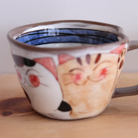 Hasami Arita ware Friendly Cat Large Mug Soup Mug