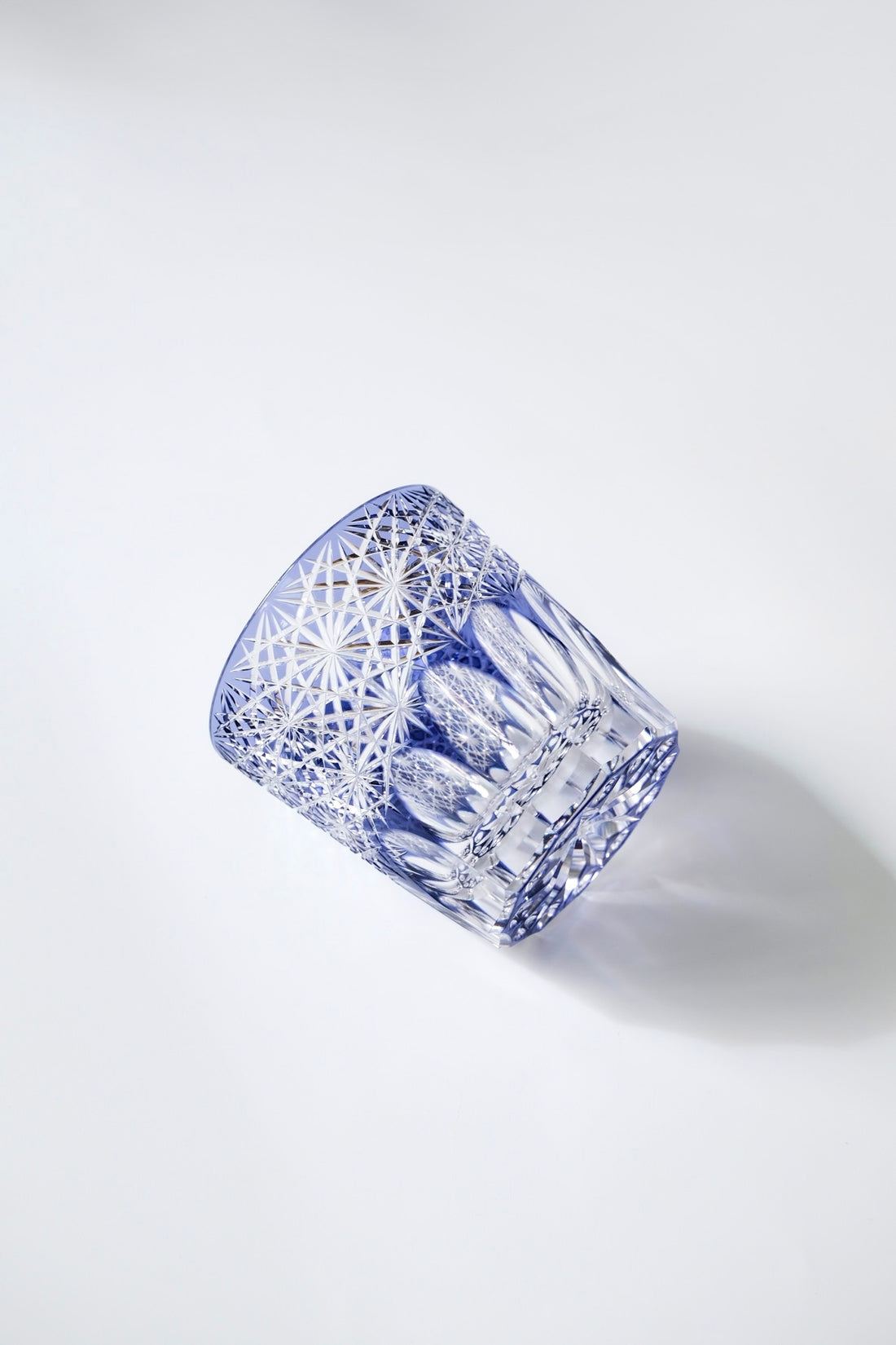 Edo Kiriko Whisky Glass Rock Glass "Large Chrysanthemum" Purple by Junichi Nabetani, Master of traditional crafts