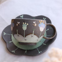Akemi Nakamura 中村明美 Flower Round Mug with Saucer AN05