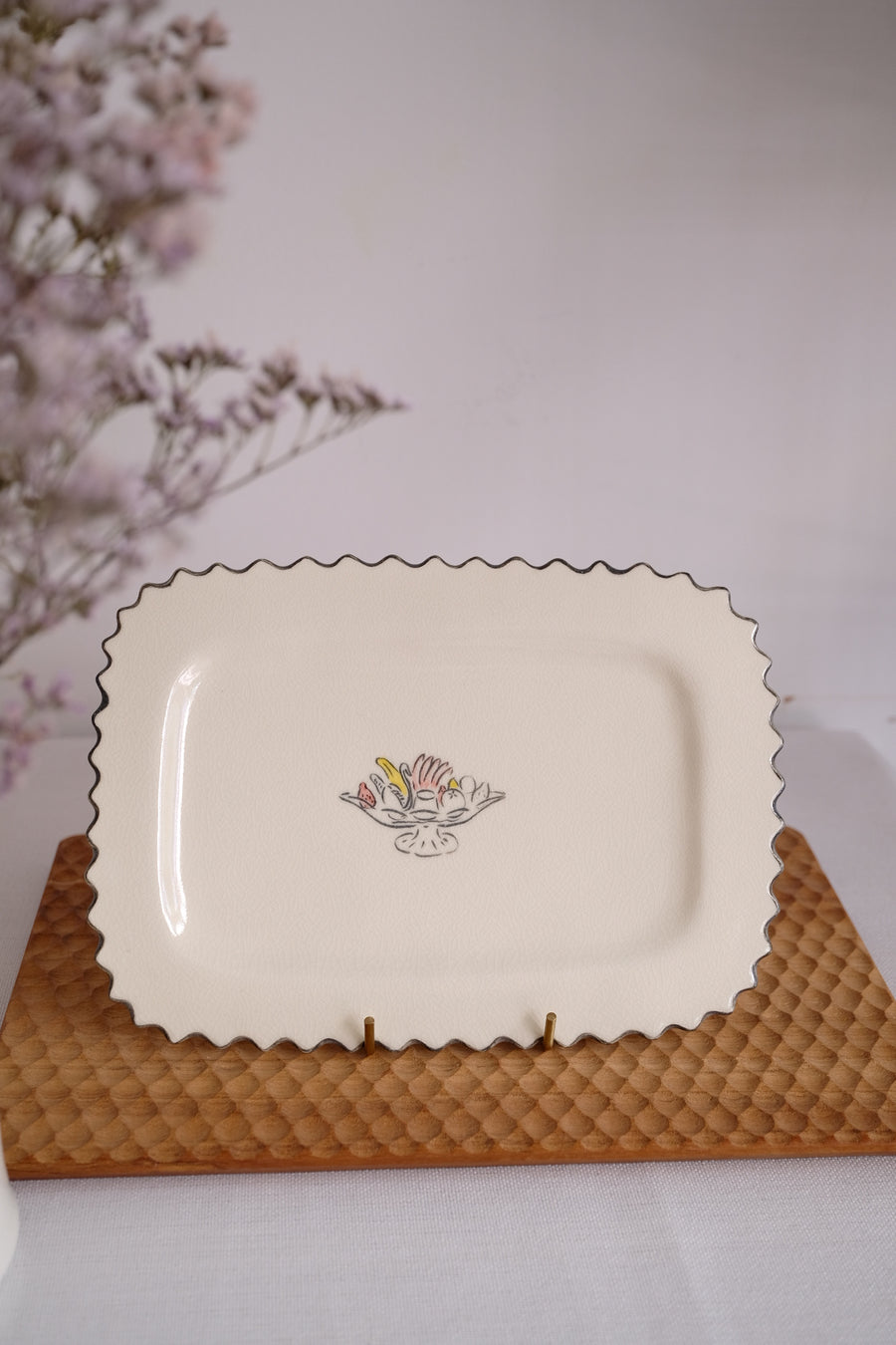 Katsura Saeka Large Rectangle Plate - Pudding KA02