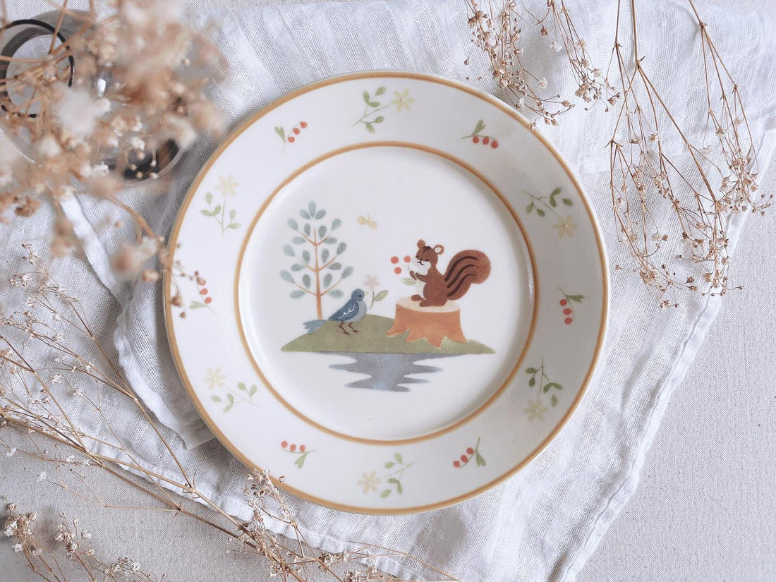 Buncho Pottery 7寸/Squirrel and bird pasta dish