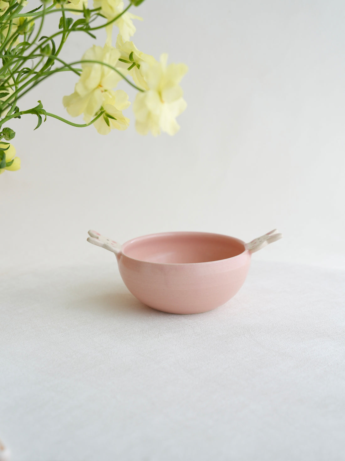 Fumiko Kondo 近藤布美子 - Pink Rabbit Bowl with Handle FK29
