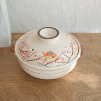 Donabe Banko Ware No.8 Pink Flower Clay Pot
