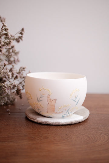 Baizhi Studio- Fennel Orange Cat Coffee/Tea Egg Shape Cup